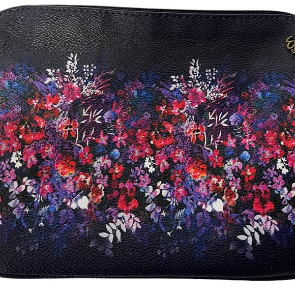 Elliott Lucca Navy Floral Clutch Makeup Bag - Picture 3 of 5